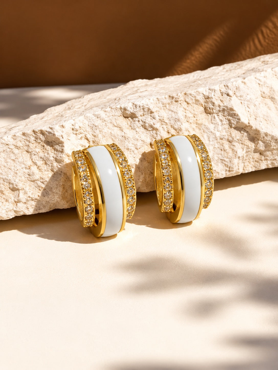 Pearl Triple Hoop Earrings
