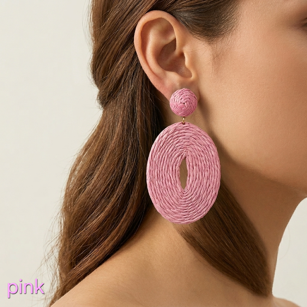 Colored Boho Oval Earrings