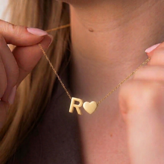 Letter With Heart Necklace