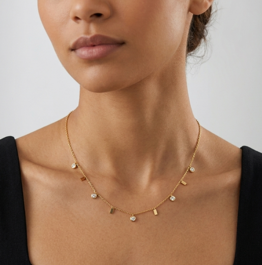 Rectangular And Strass Necklace