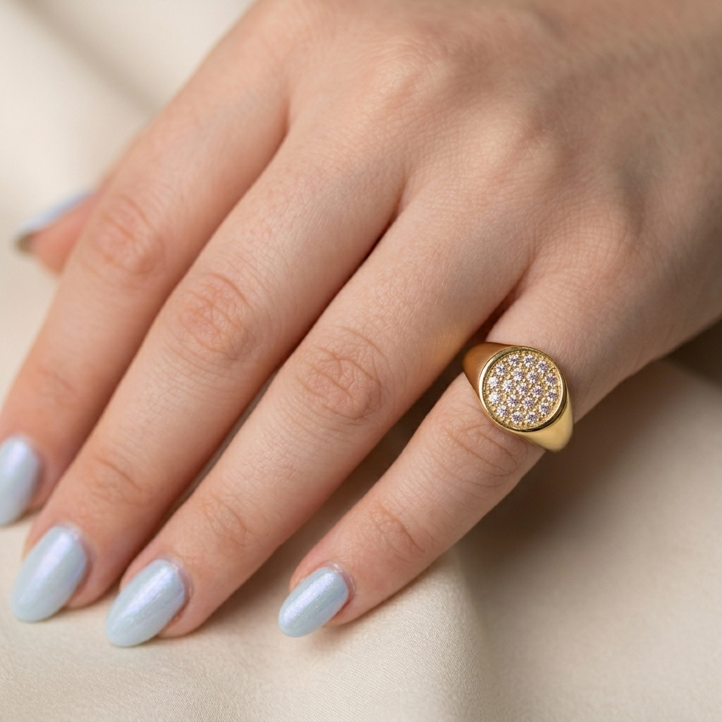Round Strass Pinky Ring