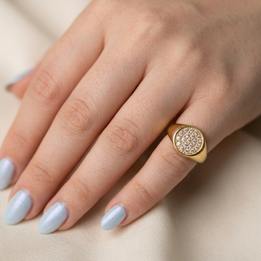 Round Strass Pinky Ring