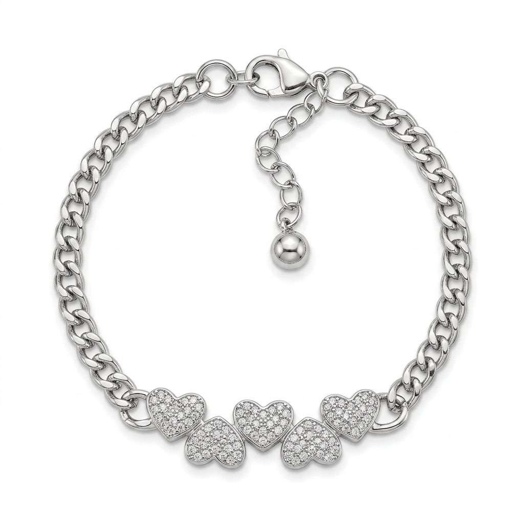 Hearts Silver Bracelet