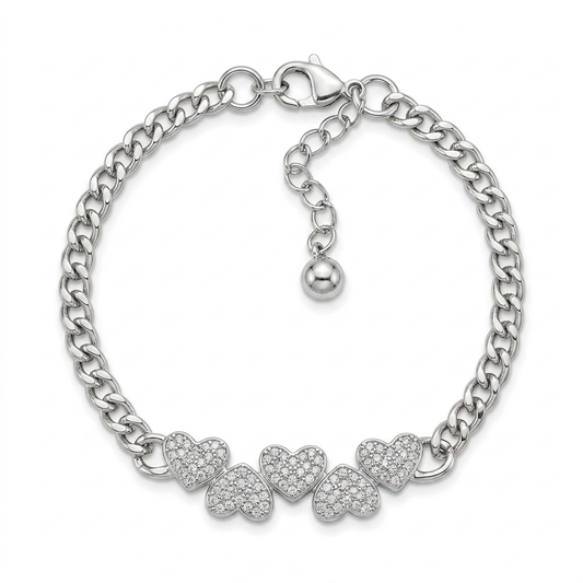Hearts Silver Bracelet