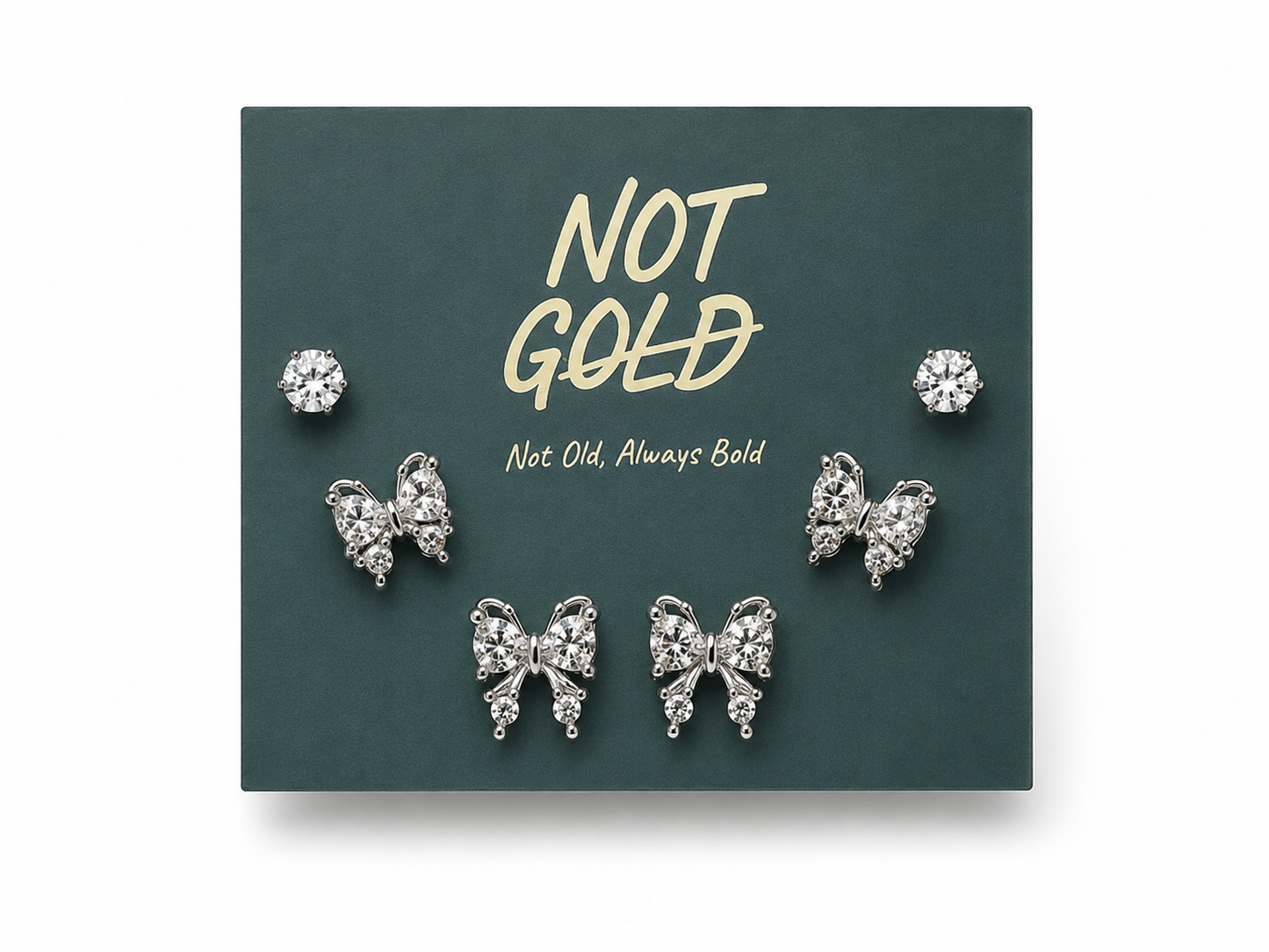 Silver Ribbon Earrings Set