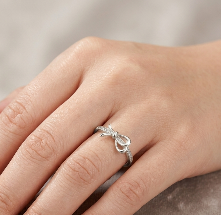 Silver Half Ribbon Ring