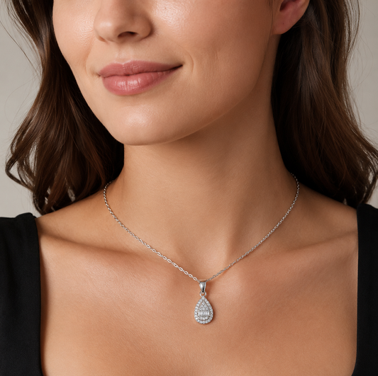 Silver Pear Necklace