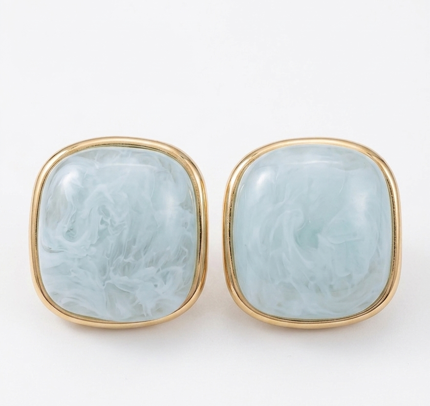 Square Baby Blue Earrings