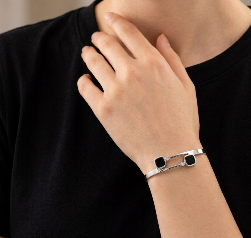 Square Black Bangle