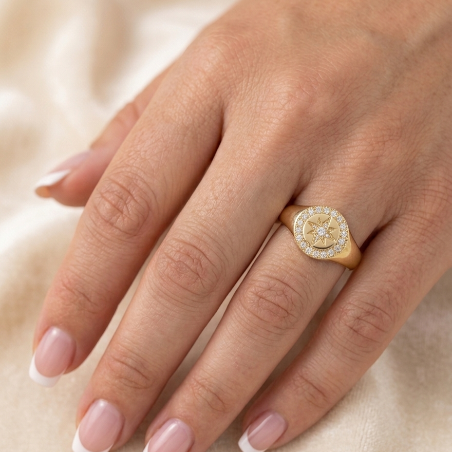 Star Round Strass Ring