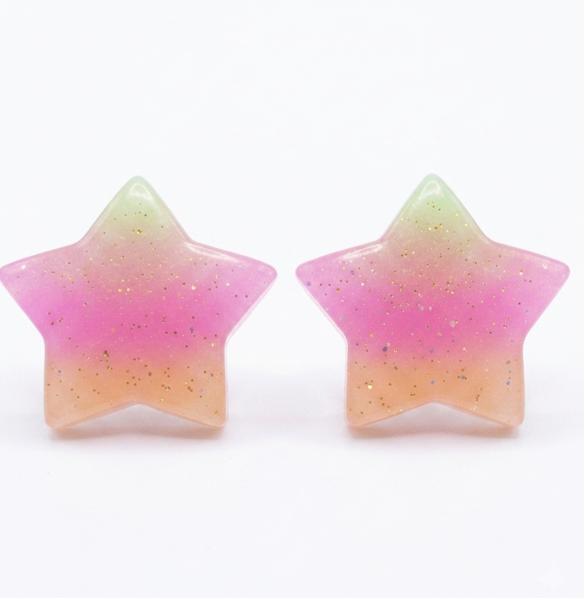 Colored Star Summer Earrings