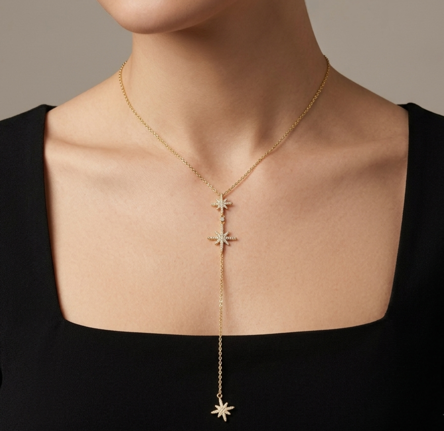Strass Star Drop Necklace