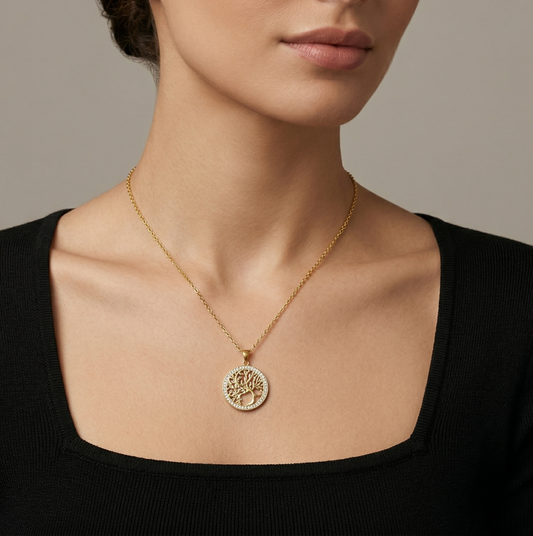 Tree Round Strass Necklace