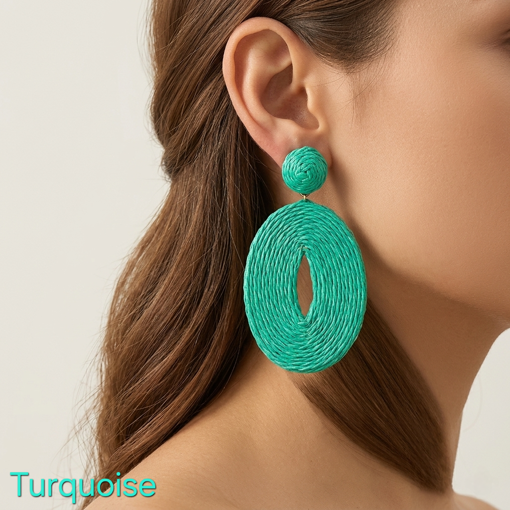 Colored Boho Oval Earrings