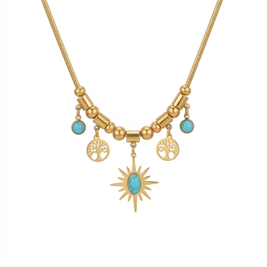 Turquoise Sun Tree Necklace