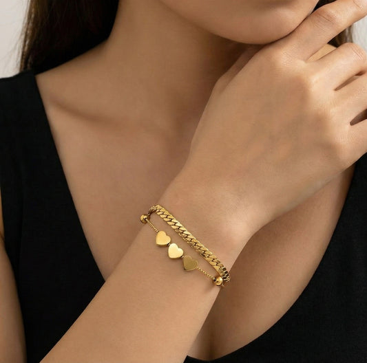 Two Layers Hearts Bracelet