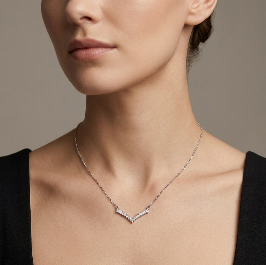 V Shape Diamond Necklace