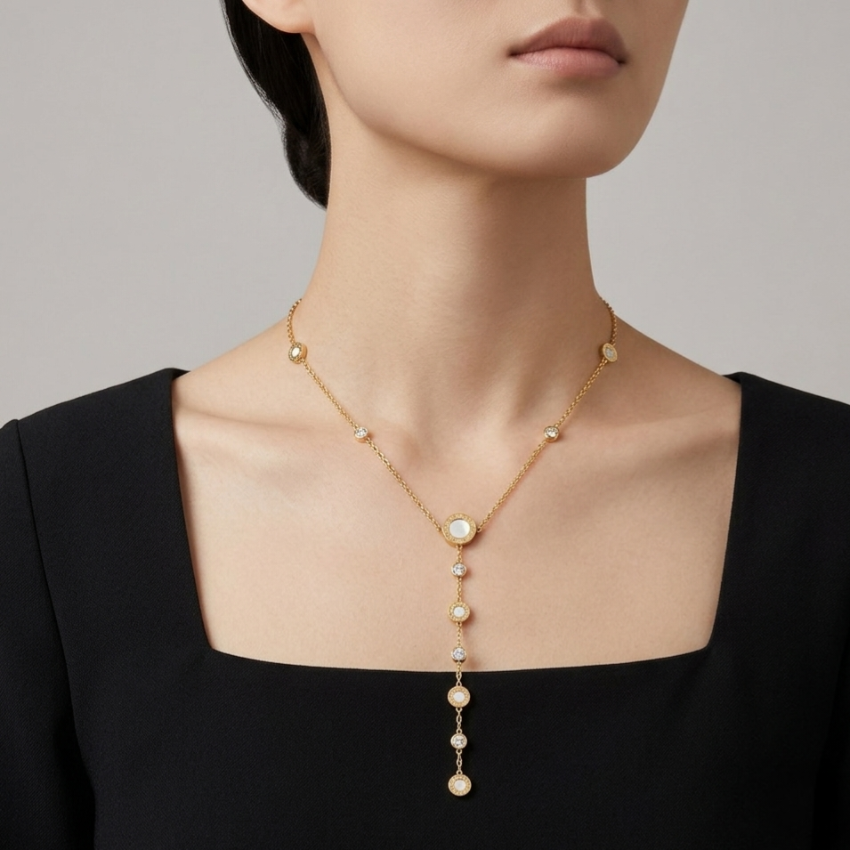 White Bulgari Drop Necklace