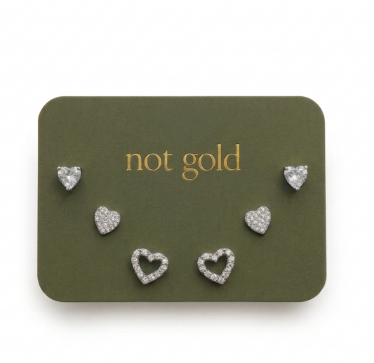 Hearts Silver Set Earrings