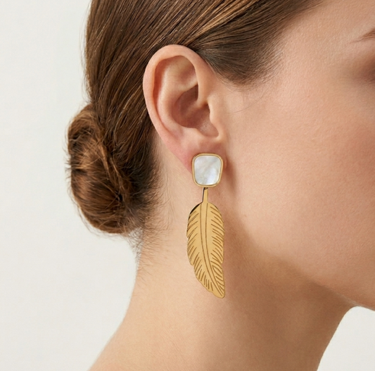 White Leaf Earrings
