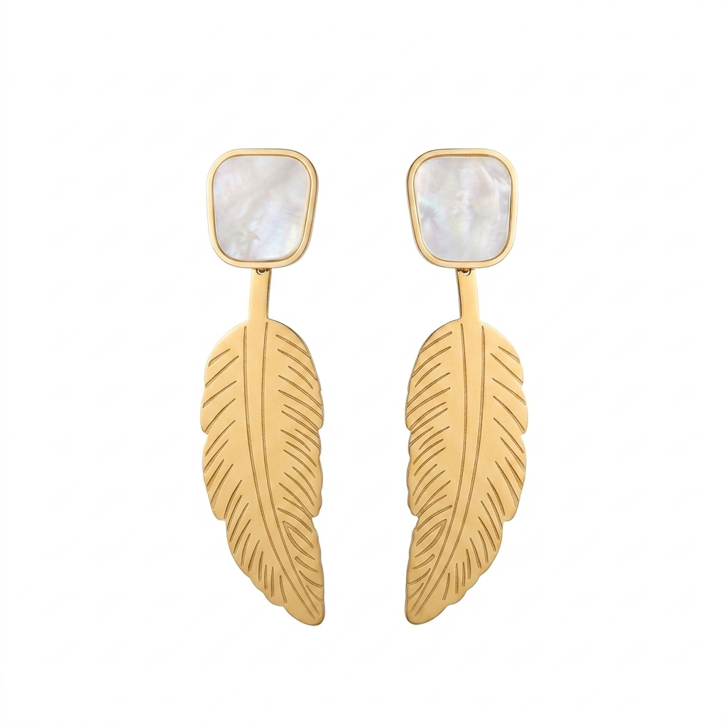 White Leaf Earrings
