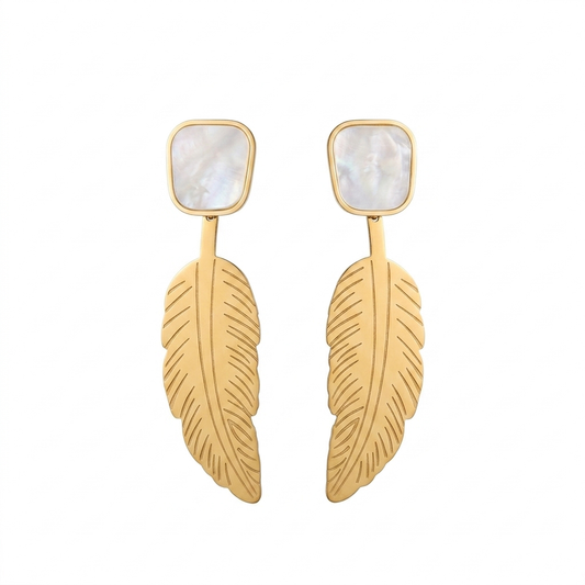 White Leaf Earrings
