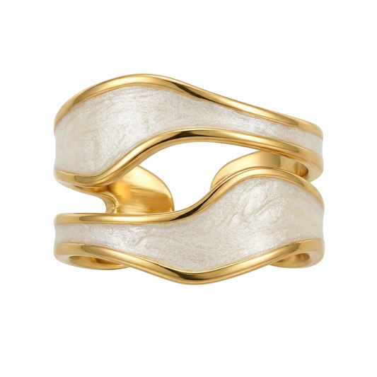 White Pearl Wave Ring