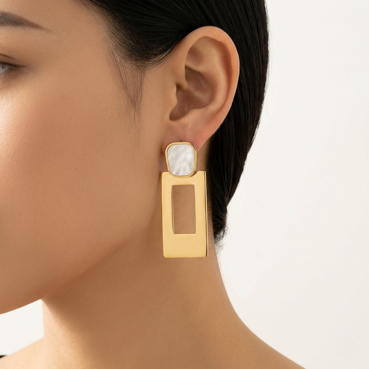 White Square Earrings