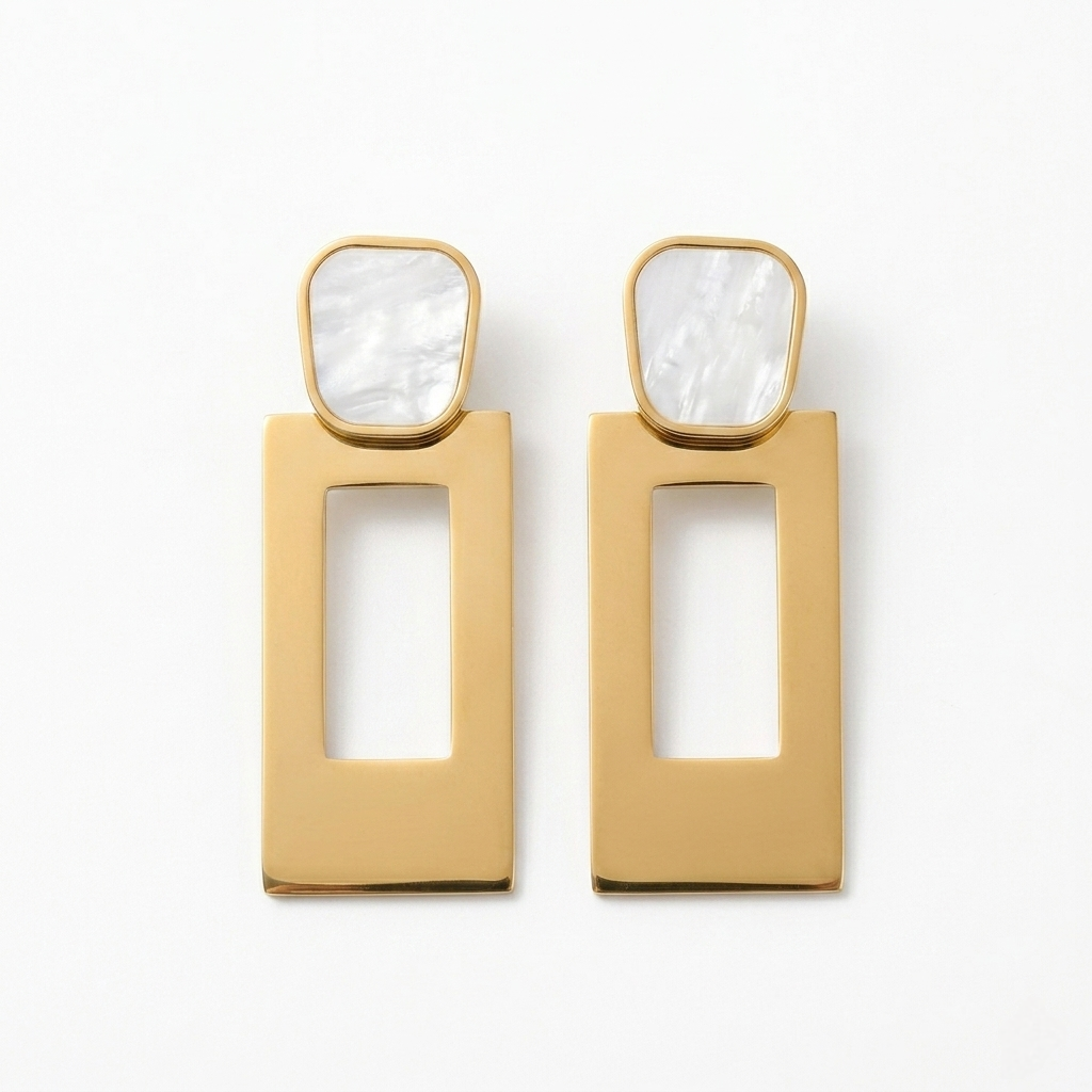 White Square Earrings