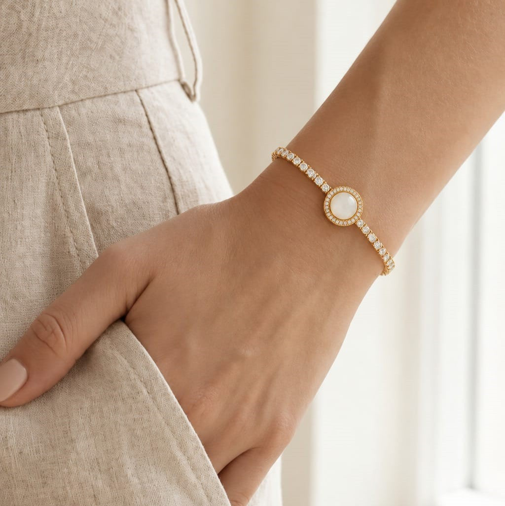 White Pearl Tennis Bracelet