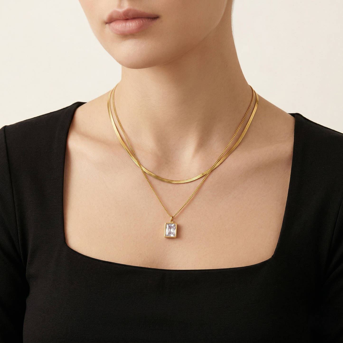 Zircon Layered Necklace