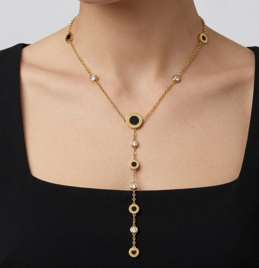 Black Bulgari Drop Necklace