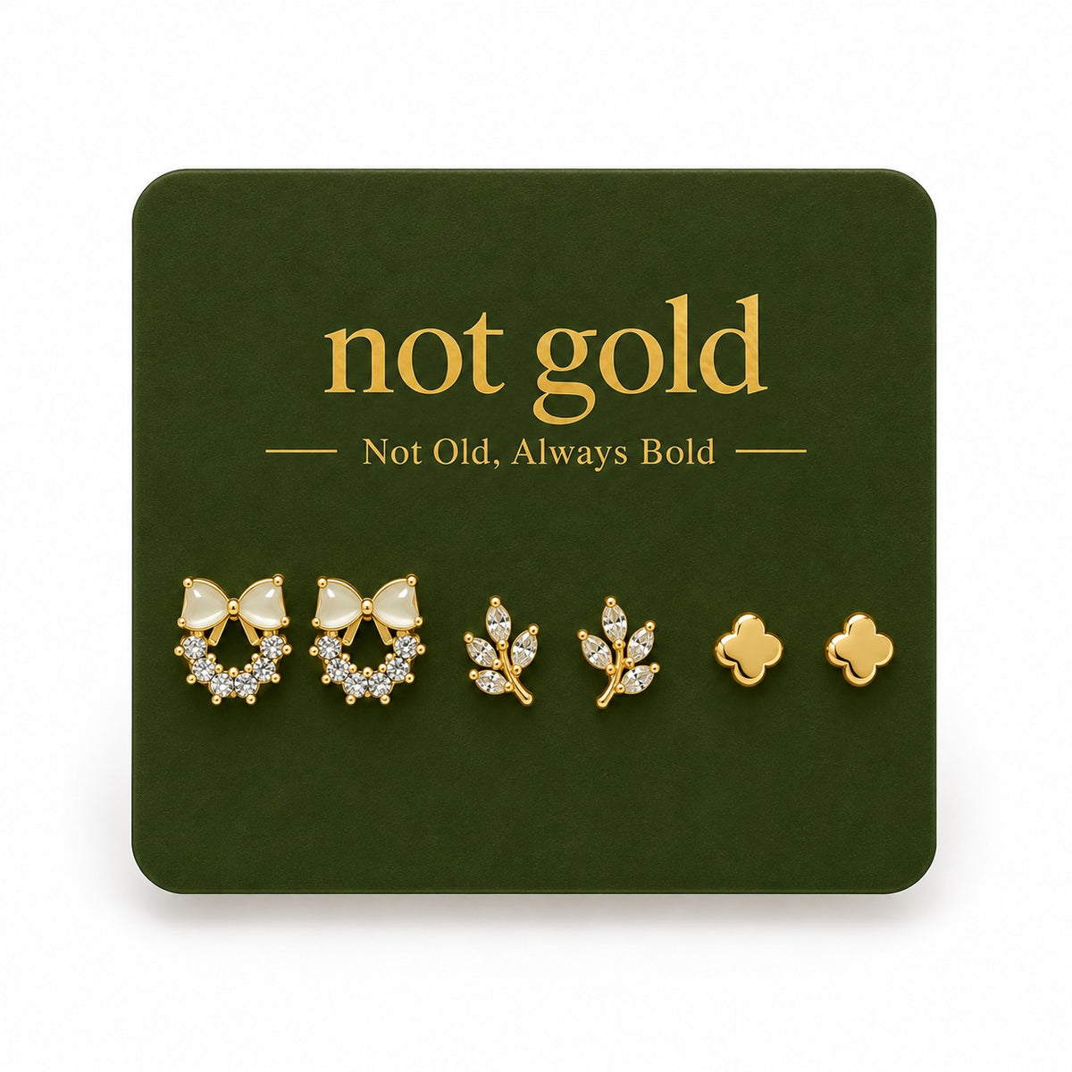 Bow Gold Earrings Set