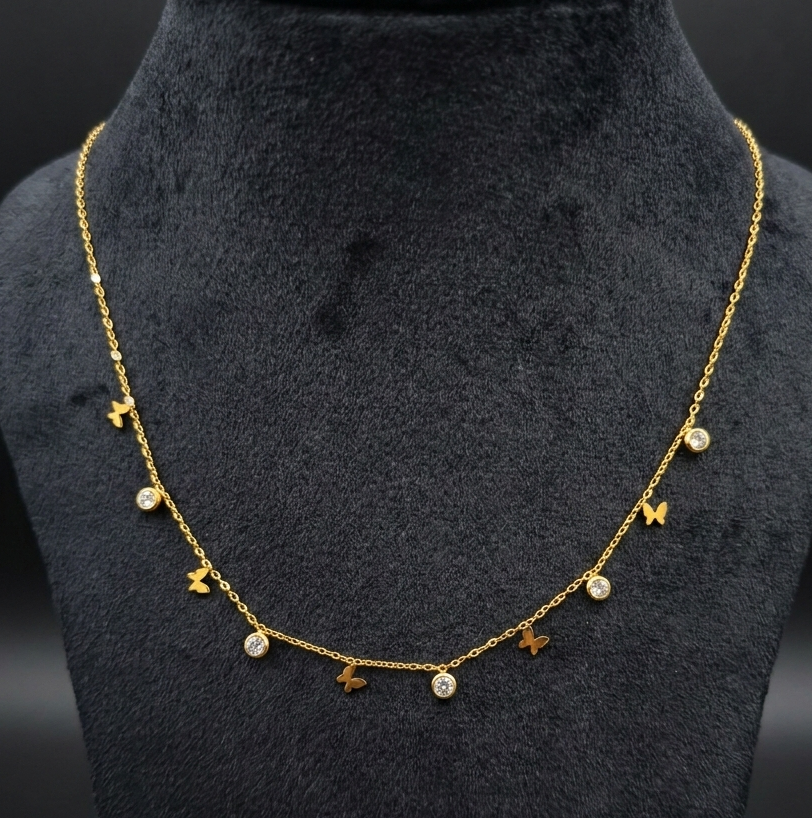 butterflies And Strass Necklace