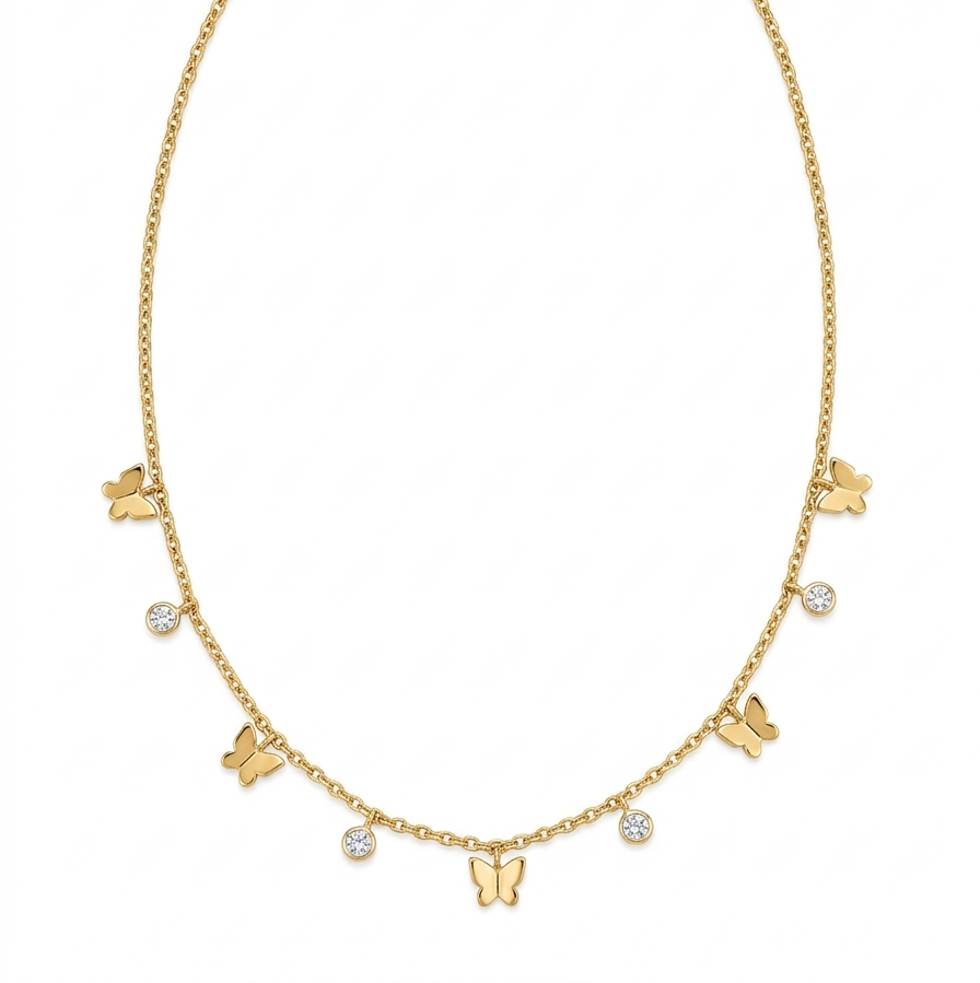 butterflies And Strass Necklace