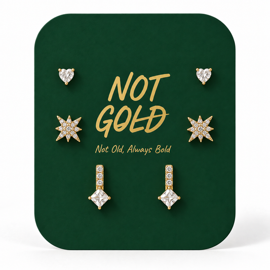 Drop Gold Earrings Set