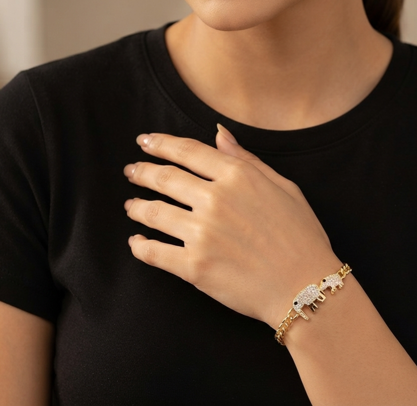 Elephants Gold Bracelet