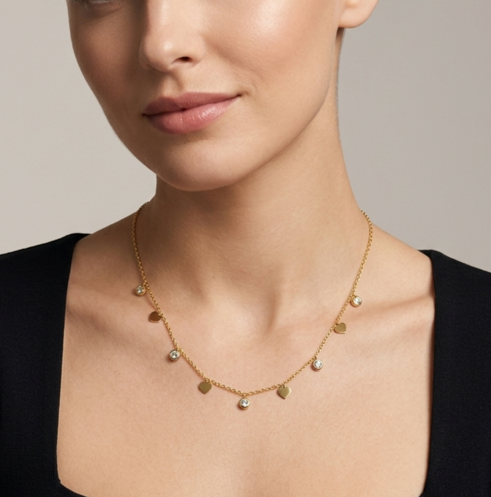 Hearts And Strass Necklace