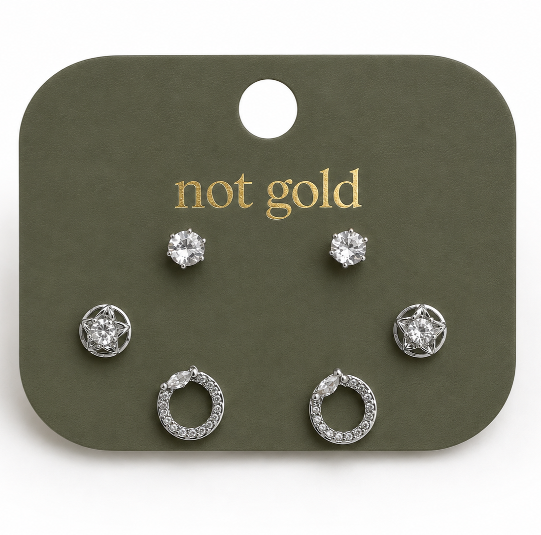Silver Circle Set Earrings